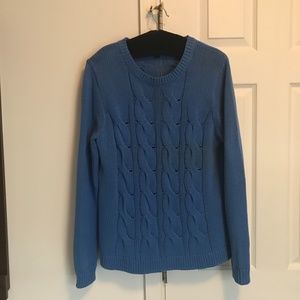 J. Crew Blue Cotton Cable Knit Sweater Size Medium